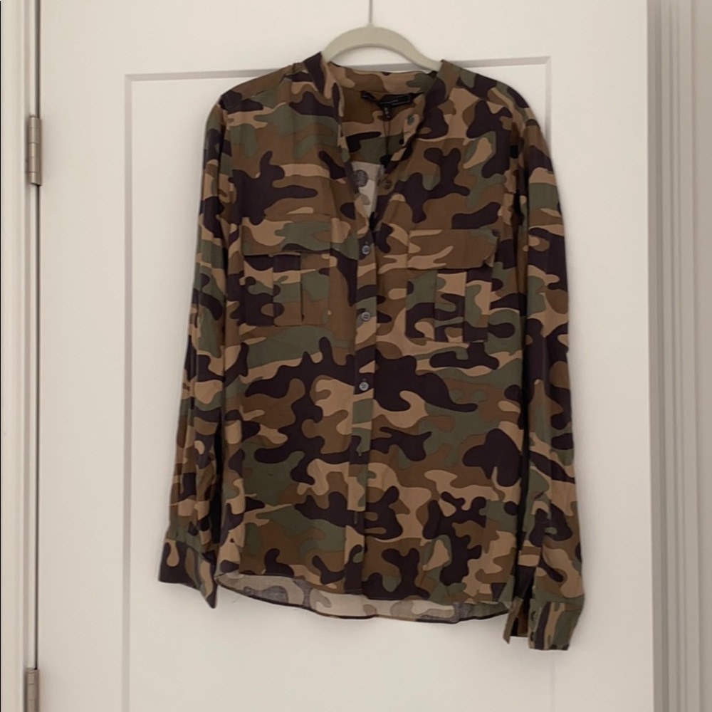 BCBG camo blouse
